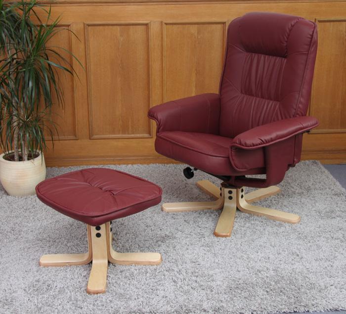 Immagine prodotto Swisshandel24 Poltrona relax Poltrona TV Poltrona senza sgabello in similpelle - bordeaux
