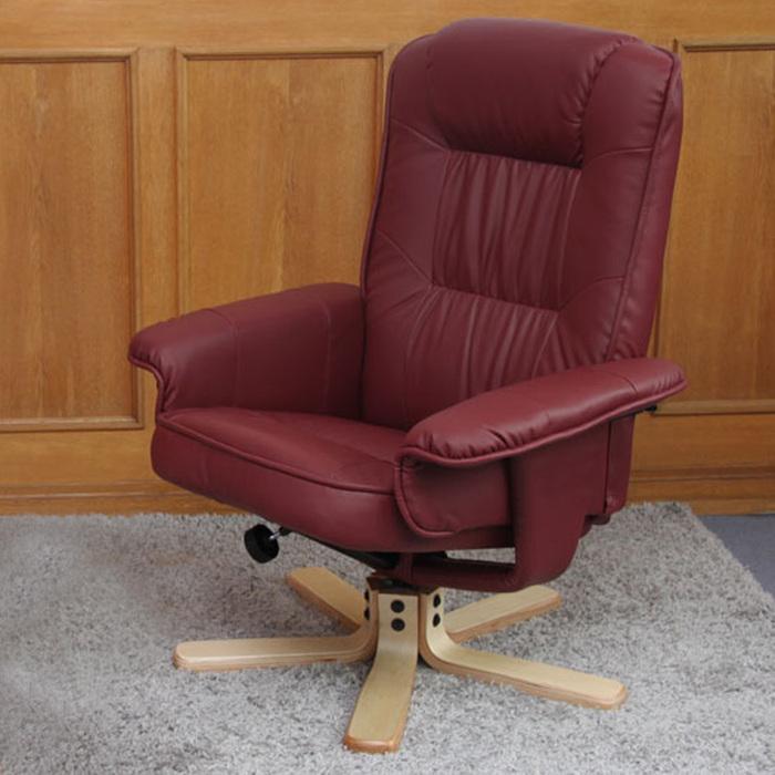 Immagine prodotto Swisshandel24 Poltrona relax Poltrona TV Poltrona senza sgabello in similpelle - bordeaux