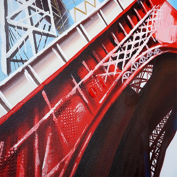 Produktbild Swisshandel24 Ölgemälde Eiffelturm Tricolore, 100% handgemaltes Wandbild Gemälde XL, 100x100cm (100 x 100 cm)