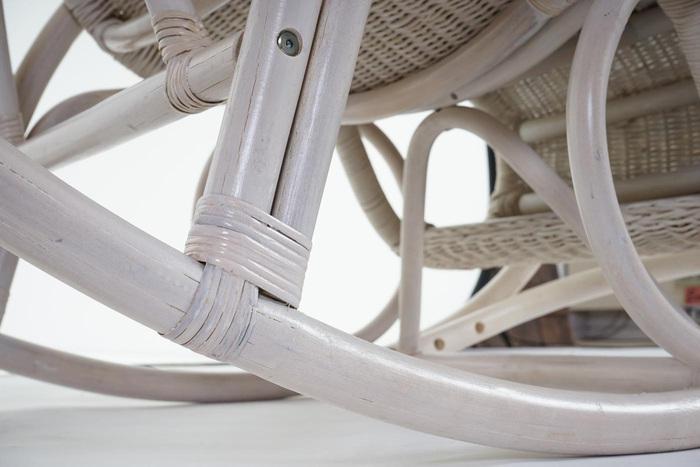 Actual product image Swisshandel24 Rocking Chair, Rattan Armchair, white - brown cushion