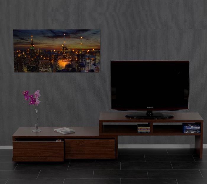 Image du produit Swisshandel24 Tableau LED, tableau lumineux sur toile, minuterie - 100x50cm New York, scintillant (100 x 50 cm)