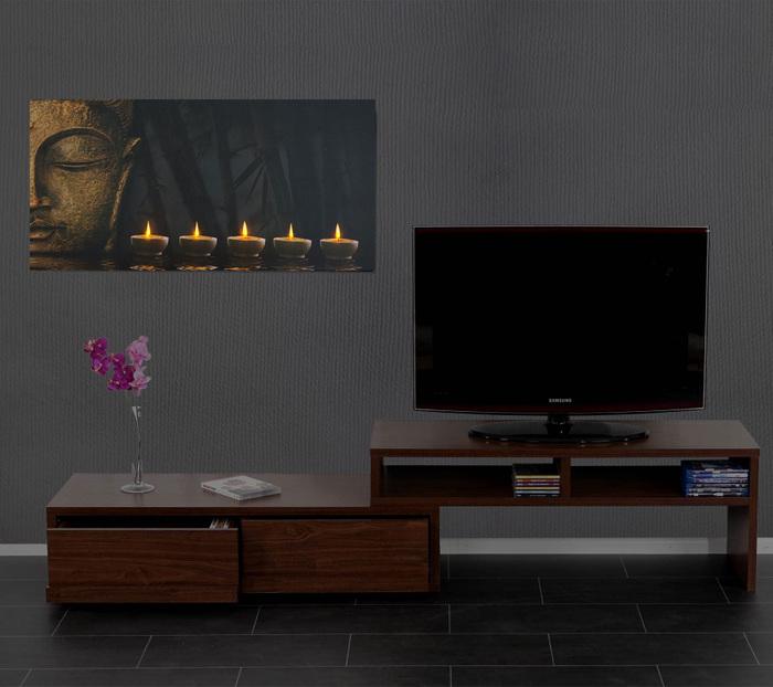 Image du produit Swisshandel24 Tableau LED, tableau lumineux sur toile, minuterie - 110x55cm Bouddha, scintillant (110 x 55 cm)