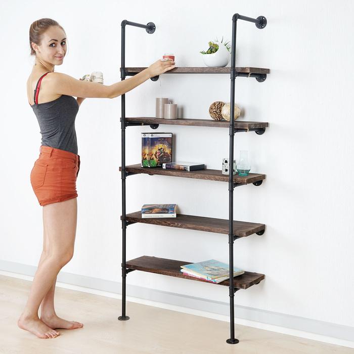Produktbild Swisshandel24 Standregal, Wohnregal Bücherregal Ablageregal, Industriedesign 165x80x28cm - braun (165 x 80 x 28 cm)