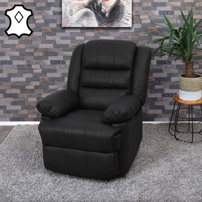 Produktbild Swisshandel24 Fernsehsessel, Relaxsessel Liege Sessel, Leder + Kunstleder 103x83x91cm - schwarz
