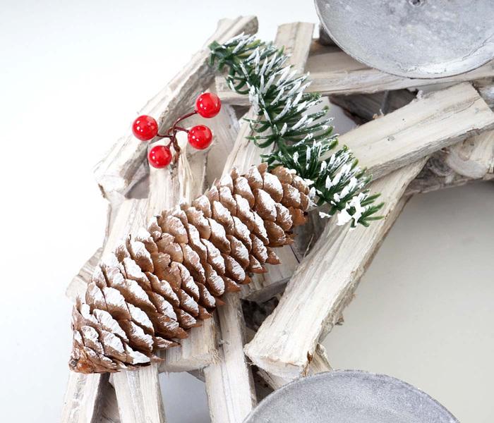 Actual product image Swisshandel24 Advent wreath round, Christmas decoration table wreath, wood ø 40cm white-grey - with candles, red