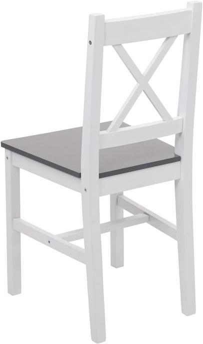 Image du produit Swisshandel24 Ensemble de salle à manger HWC-F77, Groupe de salle à manger, bois massif Landhaus 110cm blanc-gris