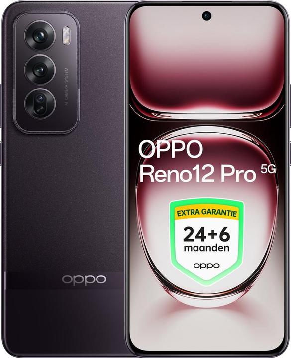 Actual product image OPPO Reno12 Pro 5G - 12+512GB - Extra warranty 24+6 months - Nebula Black -Ai Phone (6932169346009) (512 GB, Nebula Black)