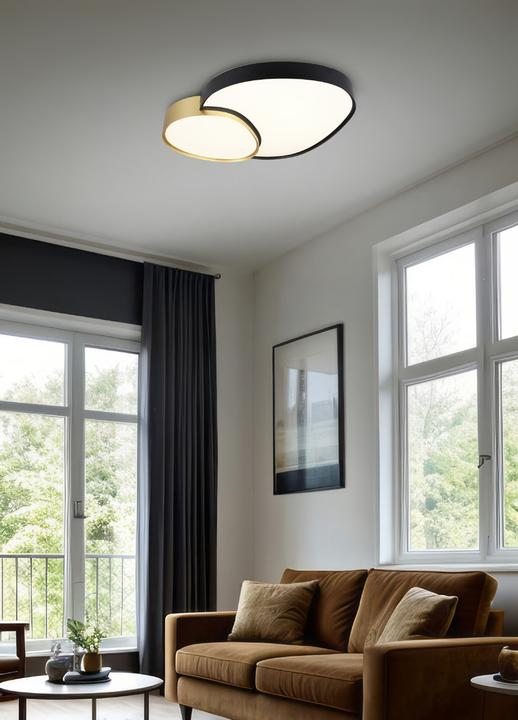 Produktbild Trio Rise LED Deckenleuchte 45W dimmbar Schwarz-Gold CCT einstellbare Lichtfarbe Nachtlicht (5300 lm)