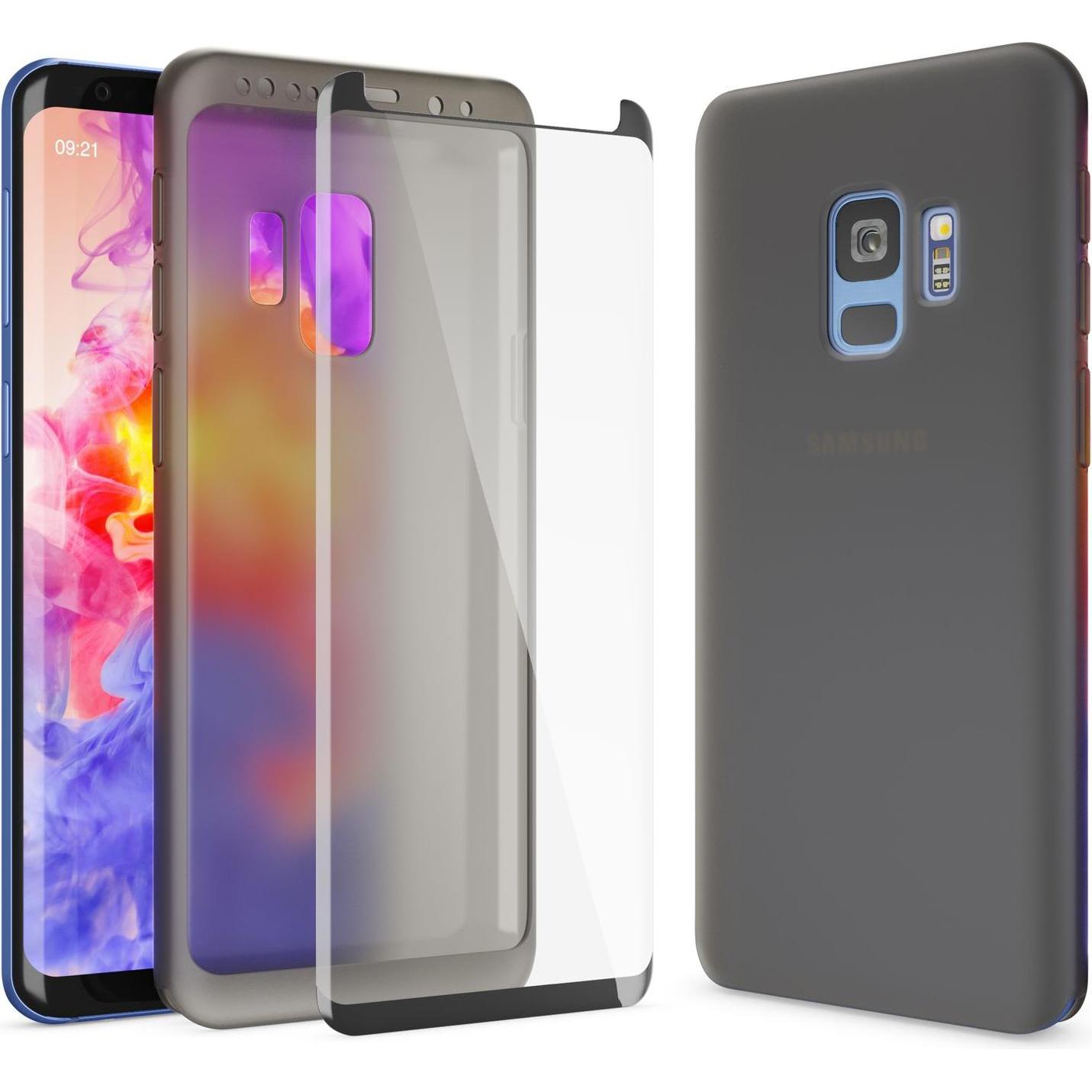 Nalia 360 Grad Handyhülle (Samsung Galaxy S9), Smartphone Hülle, Schwarz