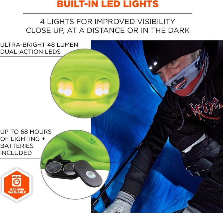 Produktbild Ergodyne Fleecemütze N-Ferno 6804, mit 4 LEDs, lime (One Size)