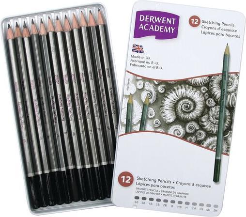 Produktbild Derwent Graphitstift Sketching Grau, 12 Stück (2B, 3B, 3H, 4B, 4h, 5H, 6B, H, HB, 12x)