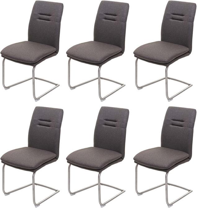 Image du produit Swisshandel24 6x chaise de salle à manger HWC-H70, chaise de cuisine à piétement luge chaise, tissu/textile inox