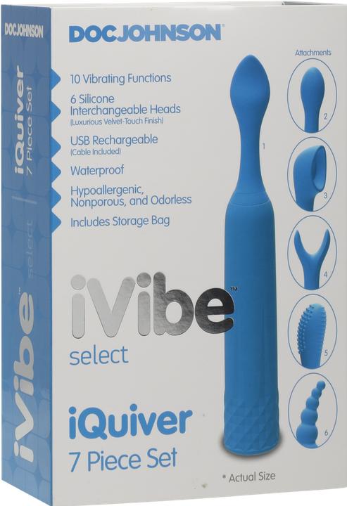 Actual product image Doc Johnson iVibe™ Select - iQuiver - 7 Piece Set - Periwinkle Blue