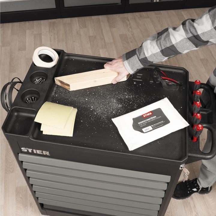 Image du produit Stier Chariot d'atelier Premium vide avec couvercle en plastique