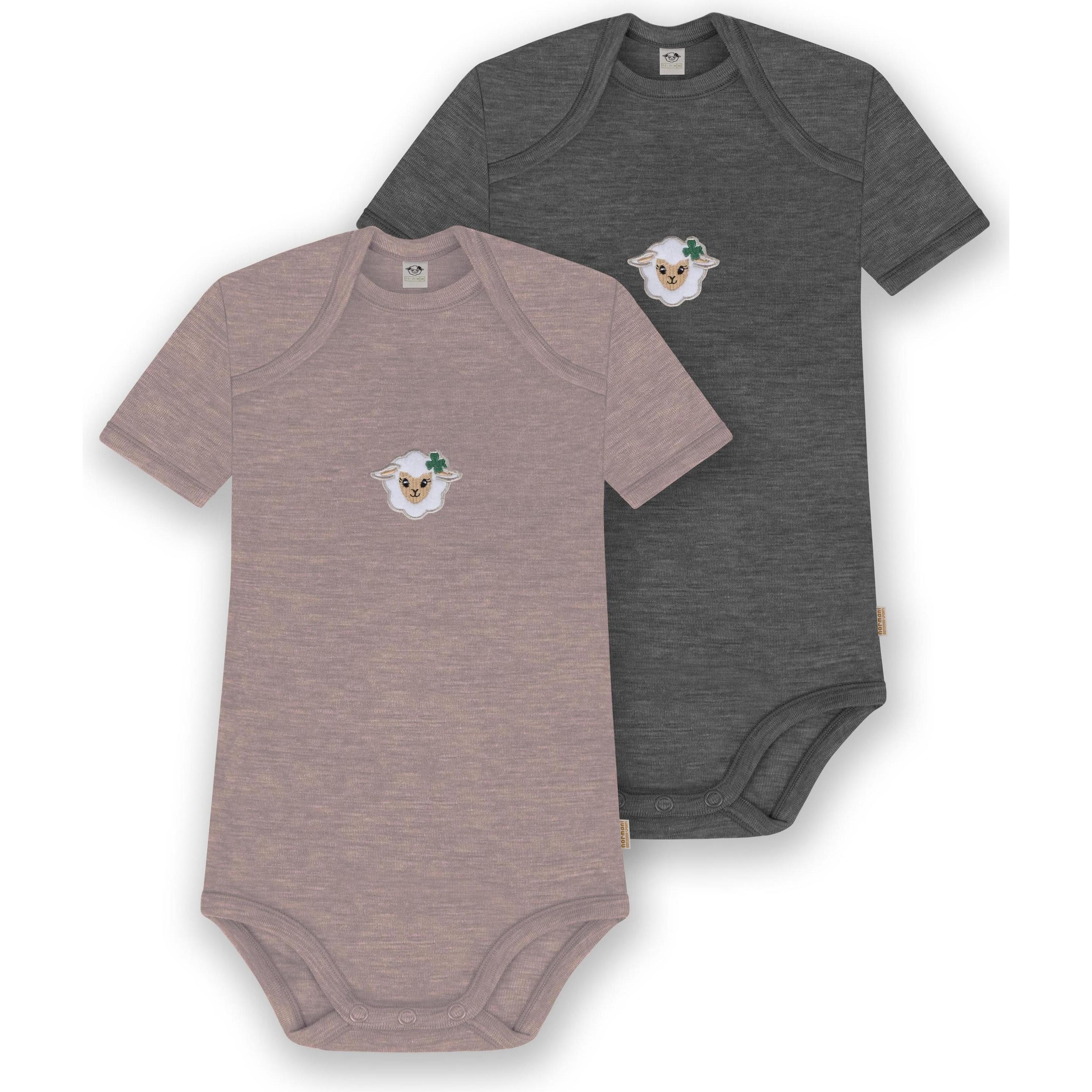 Normani, Herren, Body, 2er Set Baby Merino Body Kurzarm „Tauranga" - 9297, Rosa, (62)