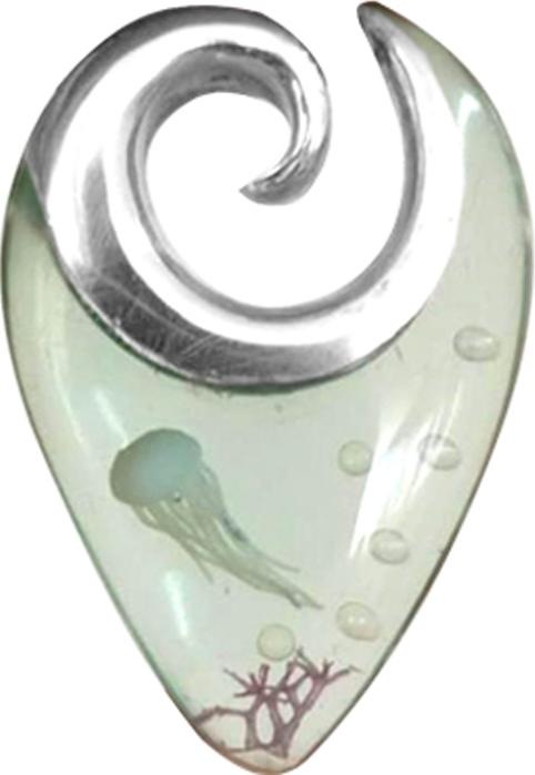 Produktbild Star Piercing Ohrgewicht Spirale silber Qualle Epoxy aqua (Messing, Organisch)