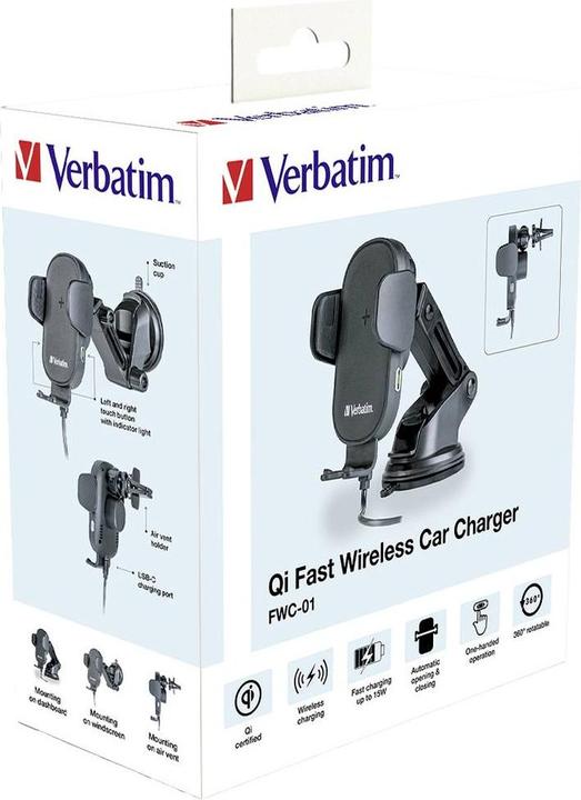 Produktbild Verbatim Fast Qi Fast Wireless Car Charger USB-C 15W FWC-01