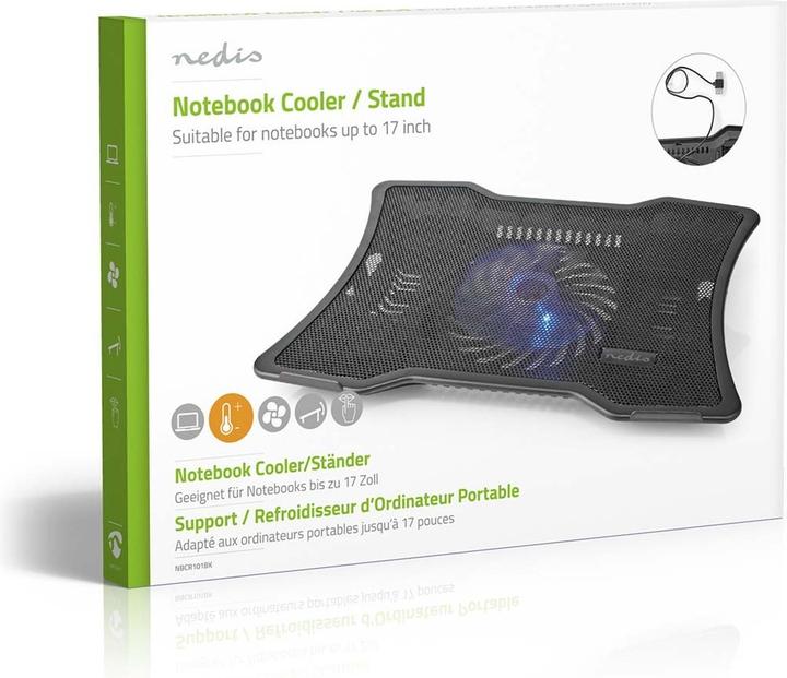 Actual product image Nedis NBCR101BK Notebook stand 1 Power supply via USB Number of angles: 2 17 " 1500 rpm LED