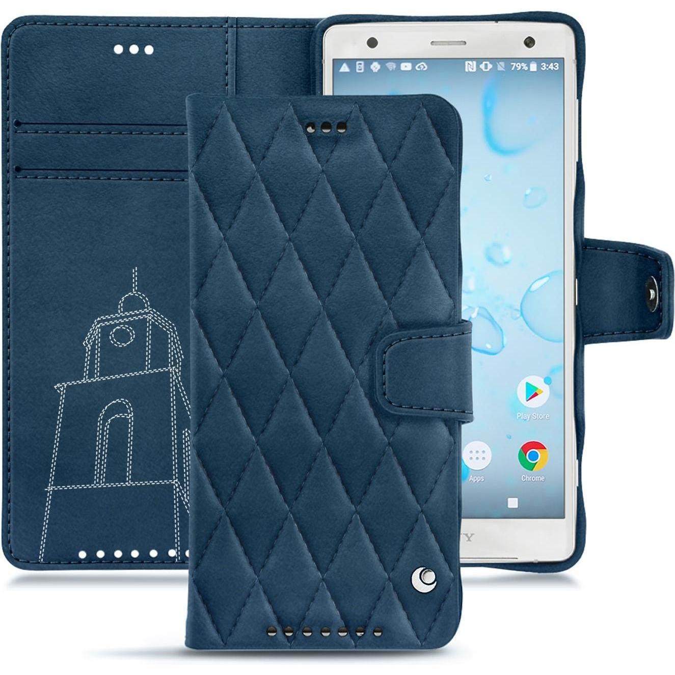 Thumbnail - Noreve Lederschutzhülle Wallet (Sony Xperia XZ2), Smartphone Hülle, Blau