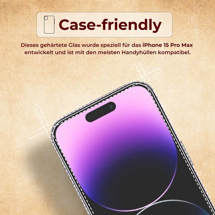 Produktbild Protectorking 1x echtes Tempered 9H Panzerhartglas 3D KLAR (1 Stück, Apple iPhone 15 Pro Max)