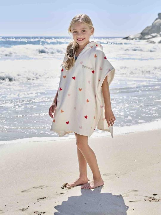 Produktbild Vertbaudet Kinder Badeponcho HERZEN mit Recycling-Baumwolle, personalisierbar (86, 98)