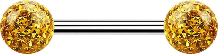 Image du produit Star Piercing Barbell argent avec deux boules de cristal topaze époxy de protection (sans laiton, Acier chirurgical 316L)