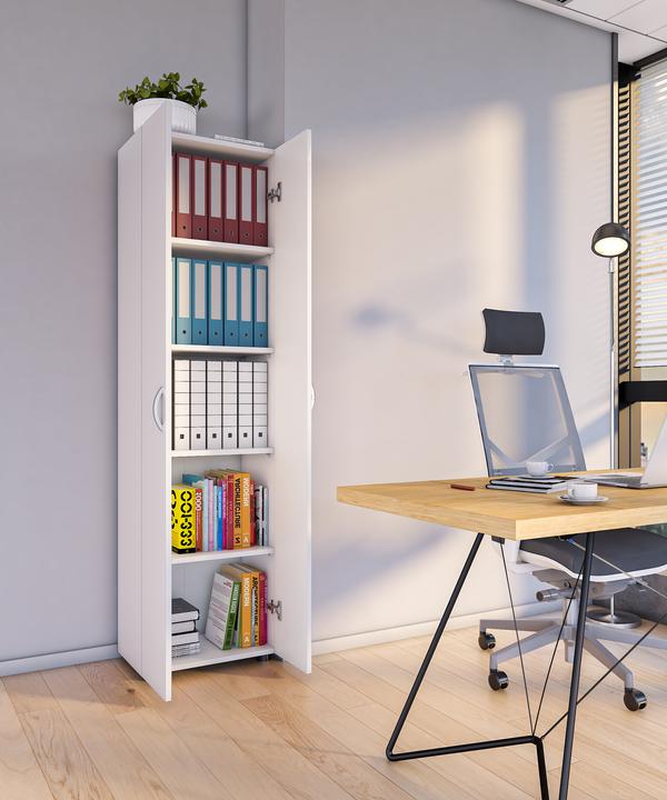 Produktbild VCM Büroschrank Bücher Ordner Aktenschrank Büromöbel Schrank Ulas 5-fach Drehtüren (49 x 34 x 178 cm)