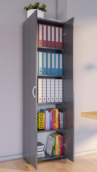 Image du produit VCM Armoire de bureau Livres Classeurs Meuble de bureau Armoire Ulas 5 portes battantes (49 x 34 x 178 cm)
