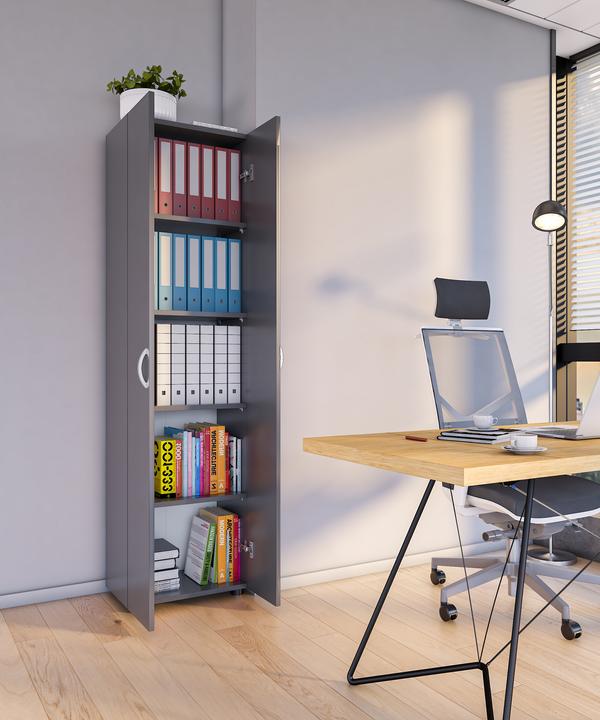 Image du produit VCM Armoire de bureau Livres Classeurs Meuble de bureau Armoire Ulas 5 portes battantes (49 x 34 x 178 cm)