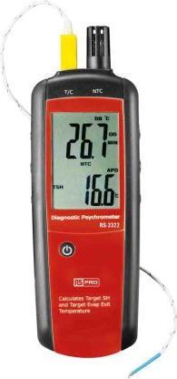 Immagine prodotto RS PRO Psicrometro LCD retroilluminato +100 °C, 100 % RH