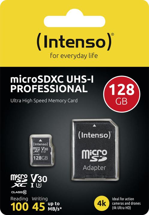 Immagine prodotto Intenso UHS-I Professional (128 GB, microSDXC, U3, UHS-I)
