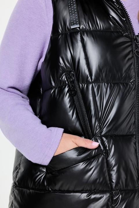 Produktbild Miamoda Steppjacke, lange A-Linie, Kapuze, Glitzersteinchen-Bänder (50)