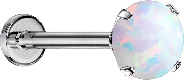 Produktbild Star Piercing Micro Threadless Labret silber Opal weiss gefasst (ohne Messing, Titan)
