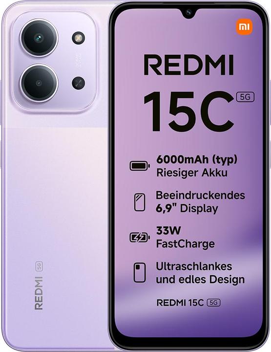 Actual product image Xiaomi Redmi 15C 5G 4+256GB Dusk Purple (256 GB, Dusk purple, 6.90", Hybrid Dual SIM, 5G)
