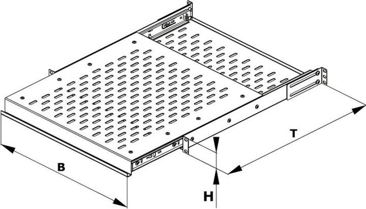 Productafbeelding Conteg 26205059 19 inch Apparaatbodem voor patchkast Uittrekbaar Zwart