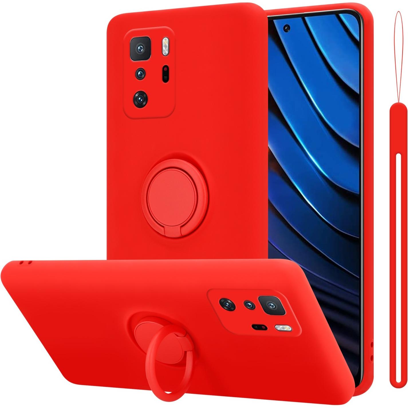 Cadorabo TPU Liquid Ring Silicone Case Hülle für Xiaomi POCO X3 GT (Xiaomi Poco X3 GT), Smartphone Hülle, Rot