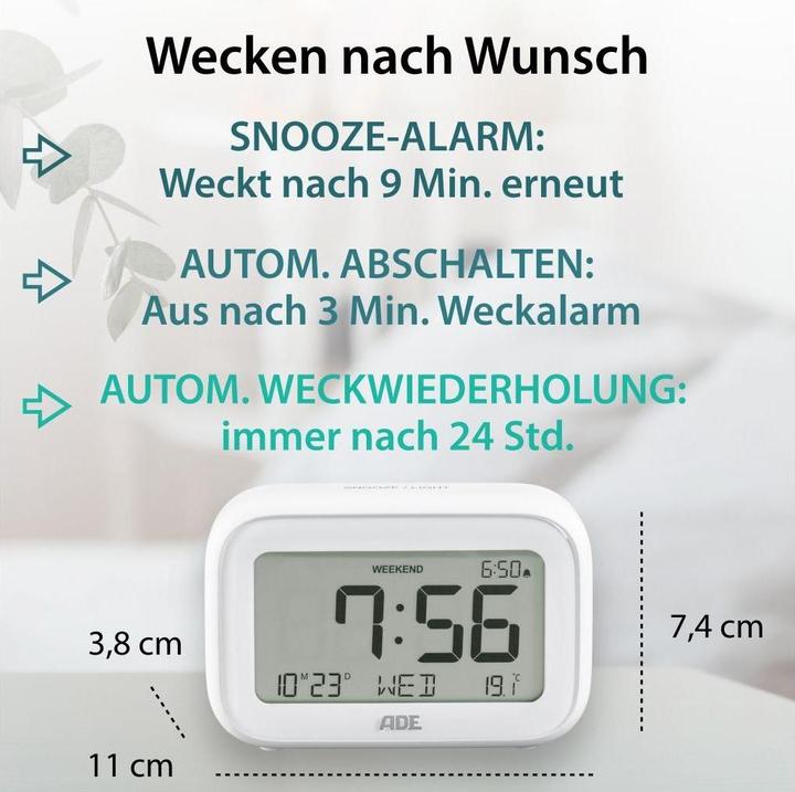 Actual product image ADE Digital alarm clock with temperature display