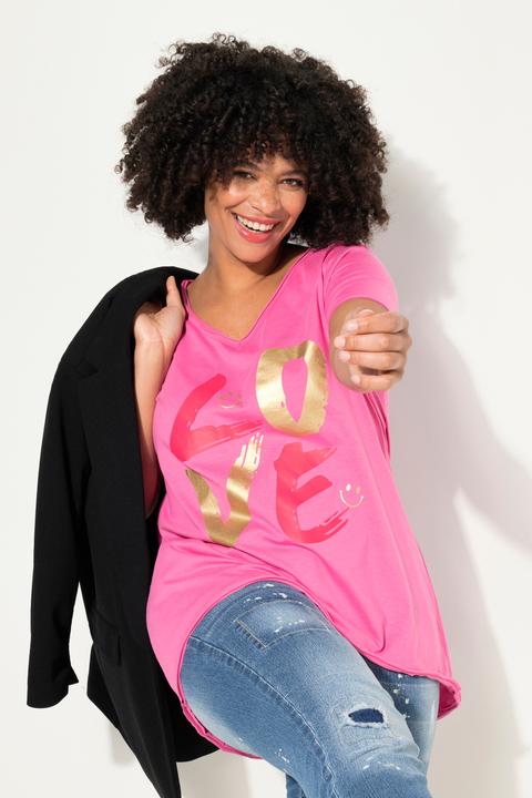 Image du produit Angel of Style T-shirt à col V et manches courtes. Message imprimé LOVE (54)