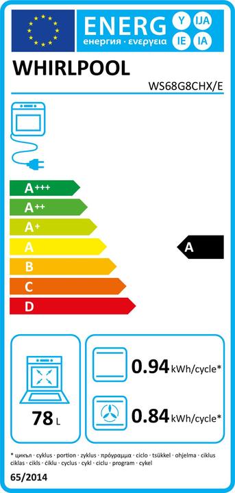Energy Label Whirlpool WS68G8CHX/E