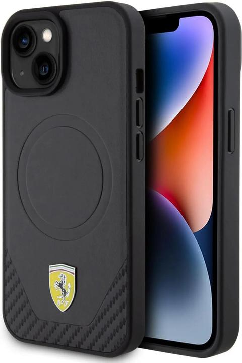 Produktbild Ferrari FEHMP15SPTEK iPhone 15 6.1" czarny/black hardcase Carbon Metal Logo MagSafe (Apple iPhone 13, Apple iPhone 14, Apple iPhone 15)