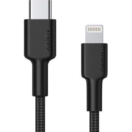 Aukey Cavo da USB-C a Lightning in nylon intrecciato da 1,8 m (1.80 m, USB 2.0, 27 W), Cavo USB
