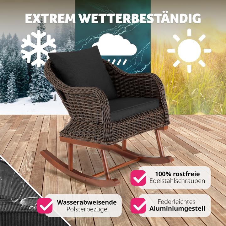Produktbild tectake Rattan Schaukelstuhl Rovigo 150kg