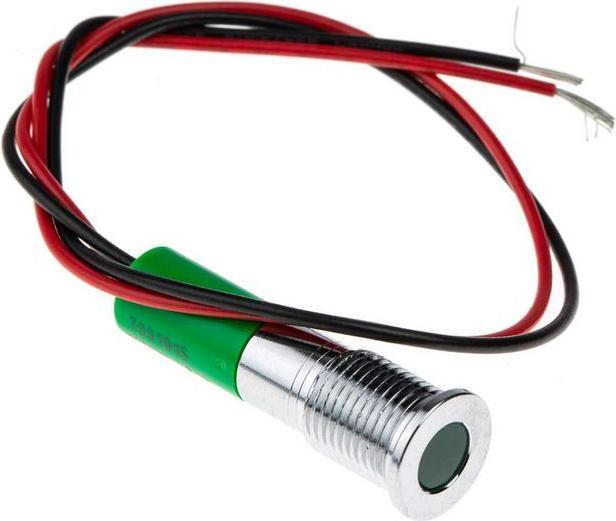 Produktbild RS PRO 8mm flush satin chr LED wires, grn 12Vdc