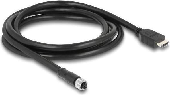 Produktbild Delock M12 Kabel A-kodiert 17 Pin Buchse zu HDMI Stecker 2 m schwarz (2 m, HDMI)
