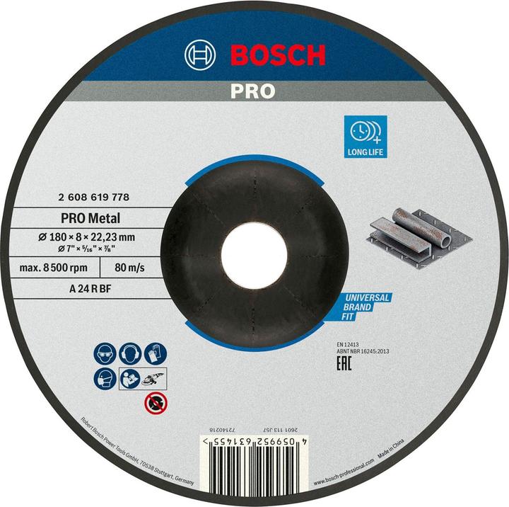 Actual product image Bosch Professional Zubehör PRO Metal grinding disc, 180 x 8 x 22.23 mm (A 24 R)