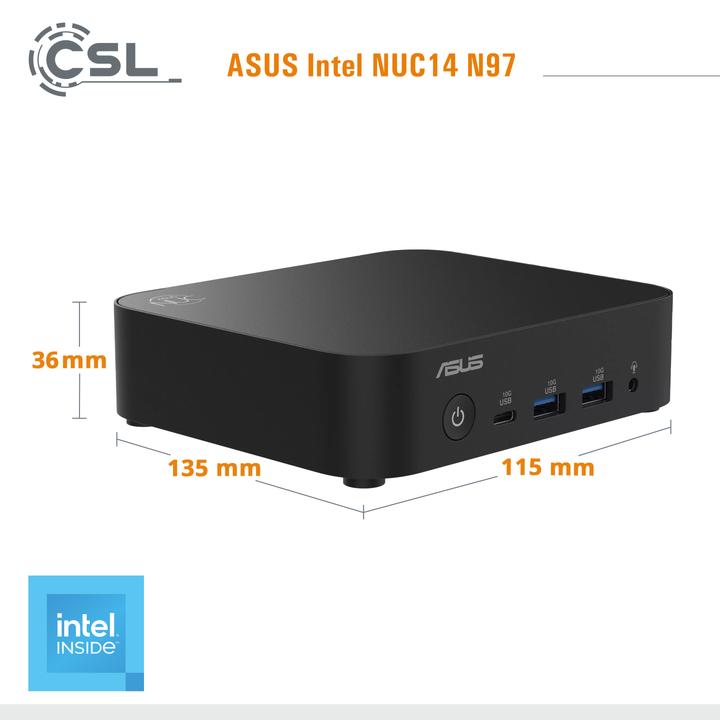 Produktbild ASUS NUC14 N97 (4000 GB, 24 GB, Intel N97, Intel Arc Graphics)