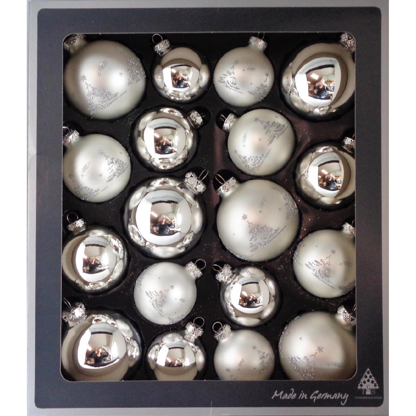 Thüringer Glasdesign, Christbaumschmuck, Weihnachtskugeln-Setsilber 18teilig (18 -teilig)