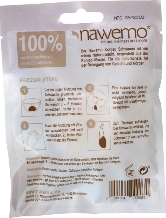 Nutritional values and ingredients Nawemo Konjac Schwamm Kollagen, mit Anti-Aging Effekt
