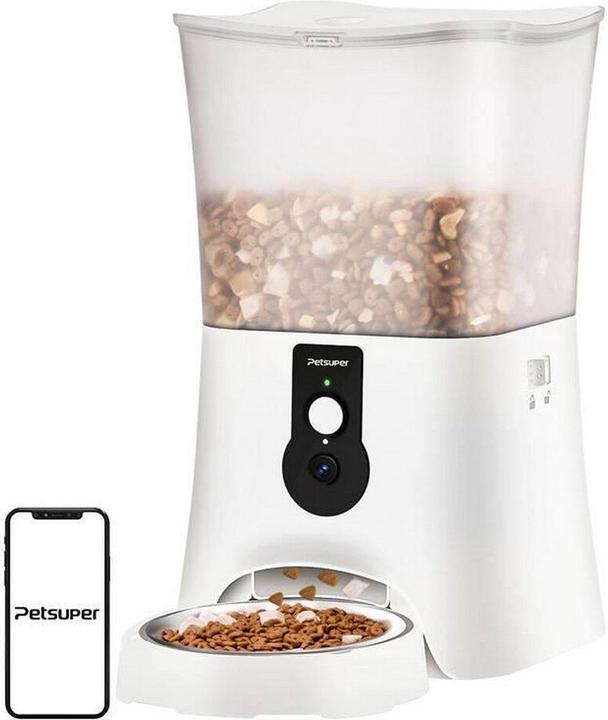 Image du produit Petsuper Distributeur de nourriture intelligent avec caméra PF01-2 WiFi 5L (blanc) (500 cl)