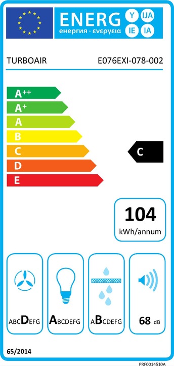 Energie-Label Turboair Opera LX/X/A Insel-Dunstabzugshaube (Inselhaube)
